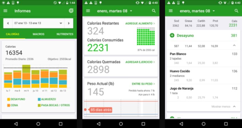 La app Fat Seccret sireve para medir las calorías consumidas a diario.