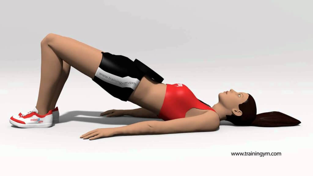 En la elevación de cadera con lastre, el cinturón y los pesos se colocan sobre el abdomen.