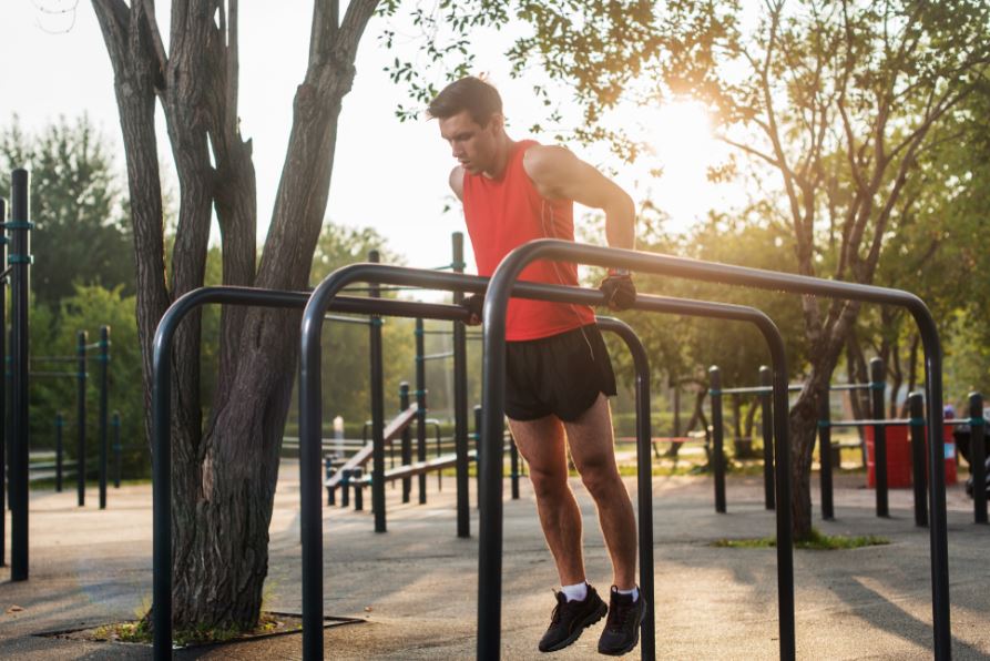 Ejercicios de brazo con barras paralelas.