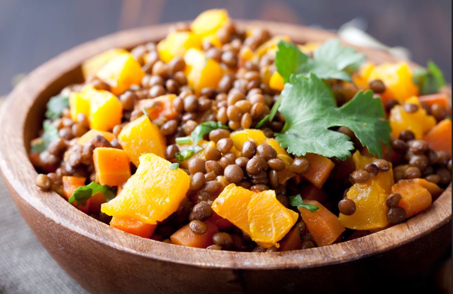 Lentejas con calabaza.