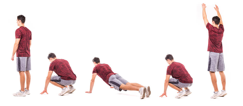 secuencia de hombre realizando burpee