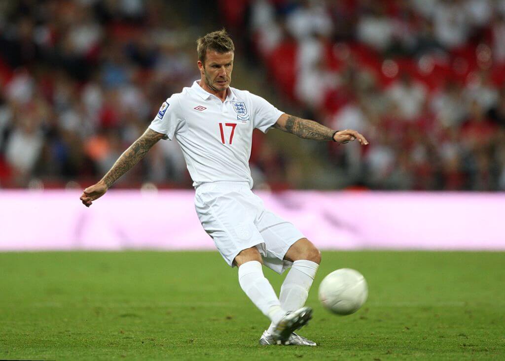 Beckham en un encuentro con la selección inglesa.