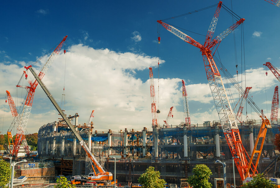 El Estadio Olímpico de Tokio durante su construcción.